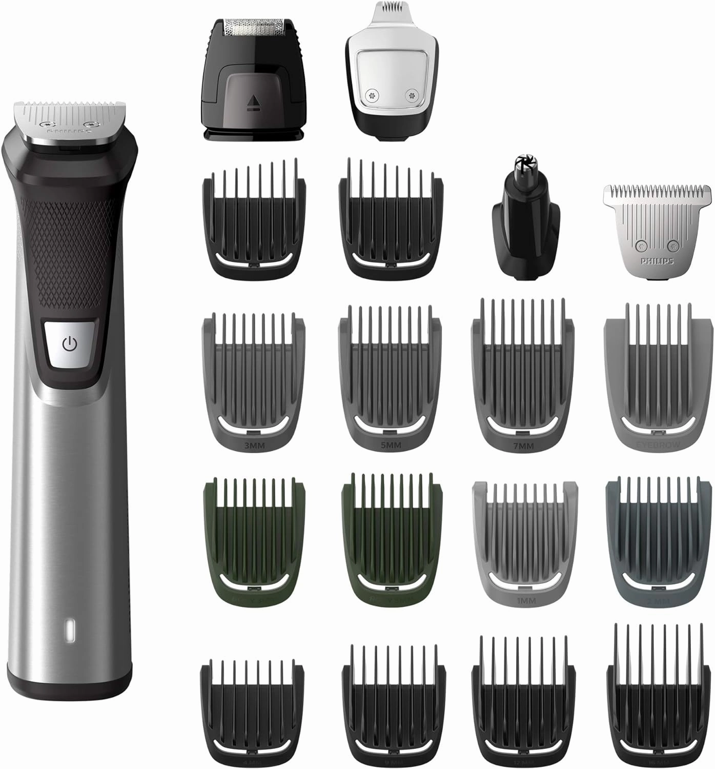 Philips Norelco Multigroomer All-in-One Trimmer Series 7000, 23 Piece Mens Grooming Kit, Trimmer for Beard, Head, Body, and Face, NO Blade Oil Needed, MG7750/49