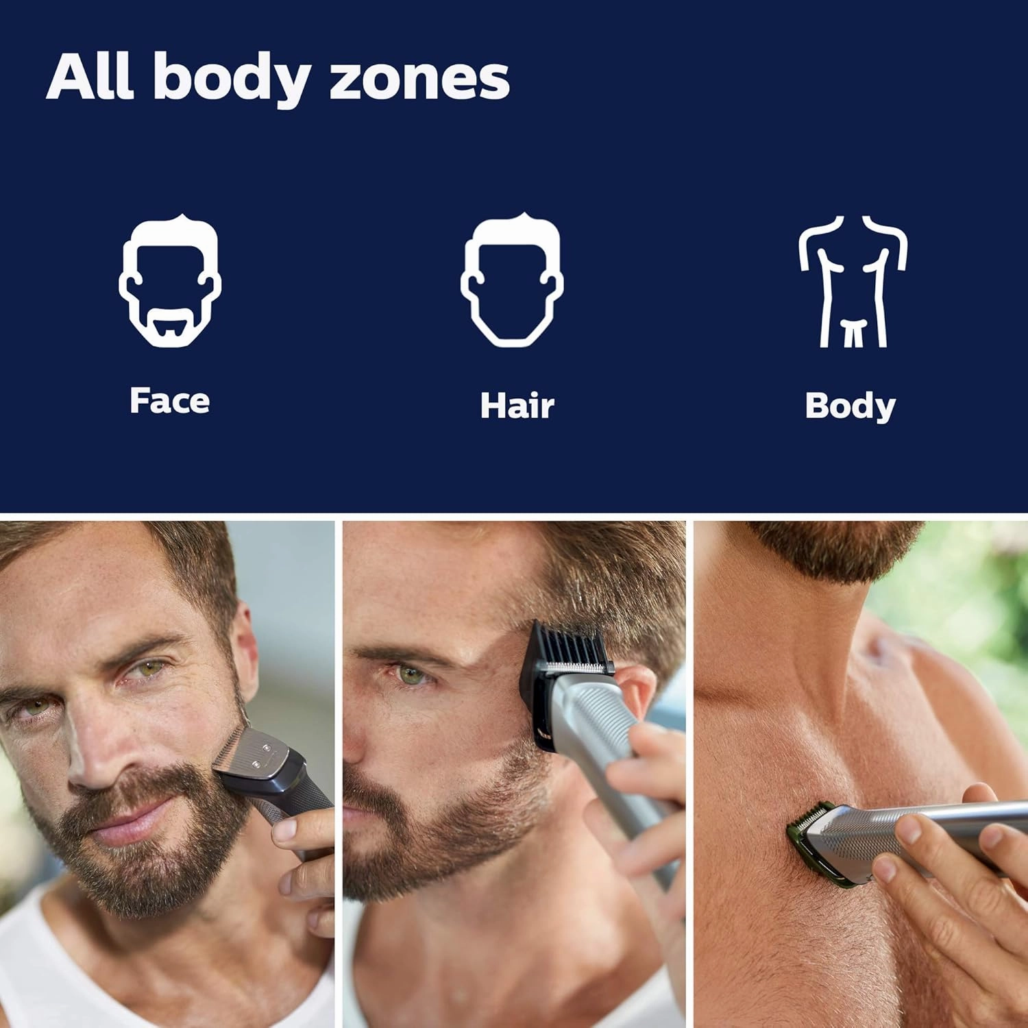 Philips Norelco Multigroomer All-in-One Trimmer Series 7000, 23 Piece Mens Grooming Kit, Trimmer for Beard, Head, Body, and Face, NO Blade Oil Needed, MG7750/49