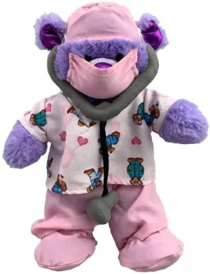 Pink Scrubs Outfit for 6-10 inch Stuffed Animals – Doctor, Nurse, Surgeon Dress-Up Set for Build Bears & Plush Toys – Includes Cap, Shirt, Pants, & Mask – Gift for Kids & Healthcare Workers