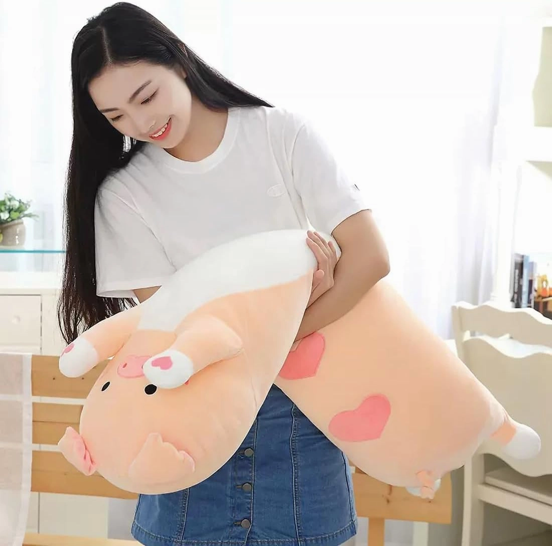 Pink Pig Plush Toy, Long Pig Stuffed Animal, Cute Pig Plush Sleeping Pillow for Kids & Girlfriends (35.4inch/90cm)