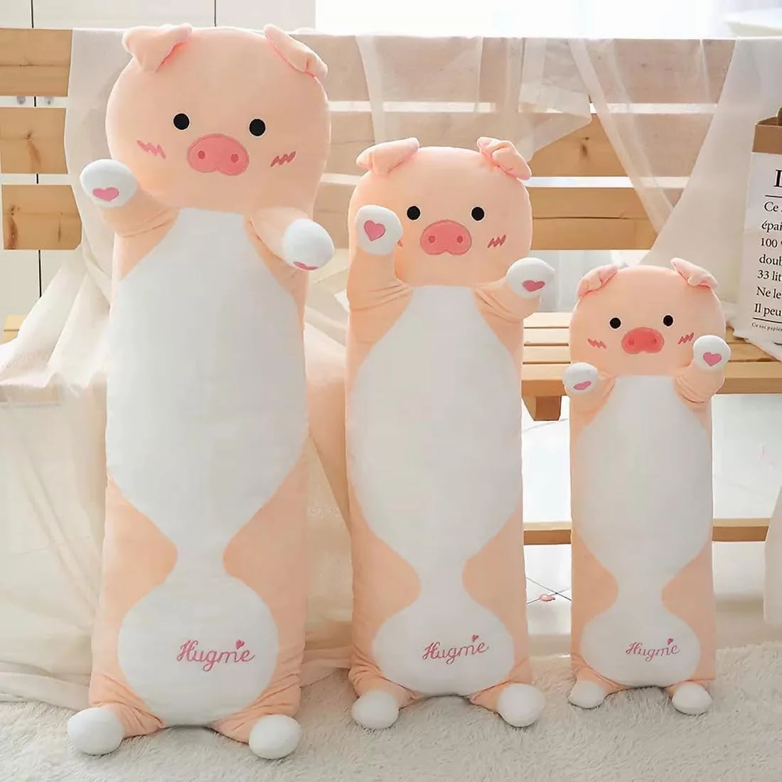Pink Pig Plush Toy, Long Pig Stuffed Animal, Cute Pig Plush Sleeping Pillow for Kids & Girlfriends (35.4inch/90cm)