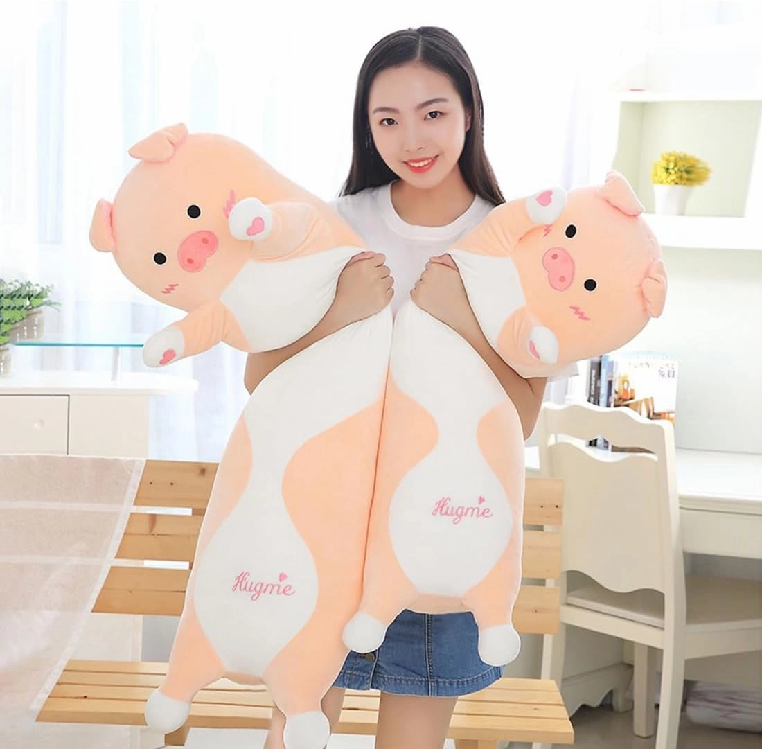 Pink Pig Plush Toy, Long Pig Stuffed Animal, Cute Pig Plush Sleeping Pillow for Kids & Girlfriends (35.4inch/90cm)