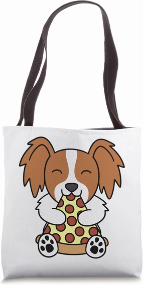 Pizza Lover Papillon Dog Tote Bag
