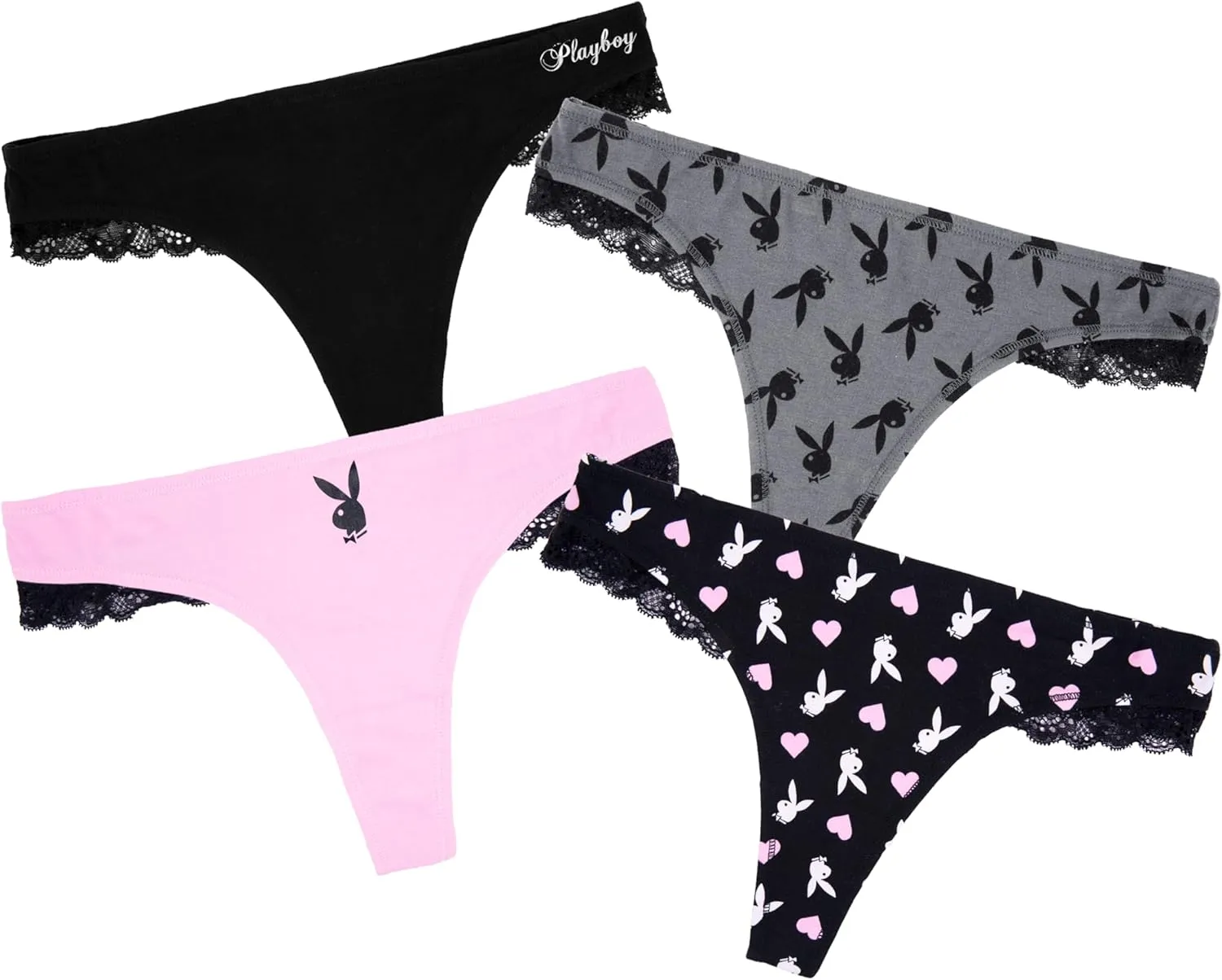 Playboy Women's Juniors Ladies Bunny Print Underwear and Sports Bra Sets in Sizes XXS-XL