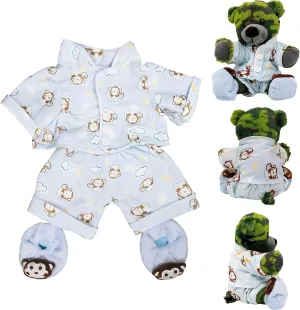 Plush Toys Wanderland Camo Bear 8 inch– Soft Teddy Bear Plush with Blue Monkey Jammies & Slippers Adorable Stuffed Animal for Kids