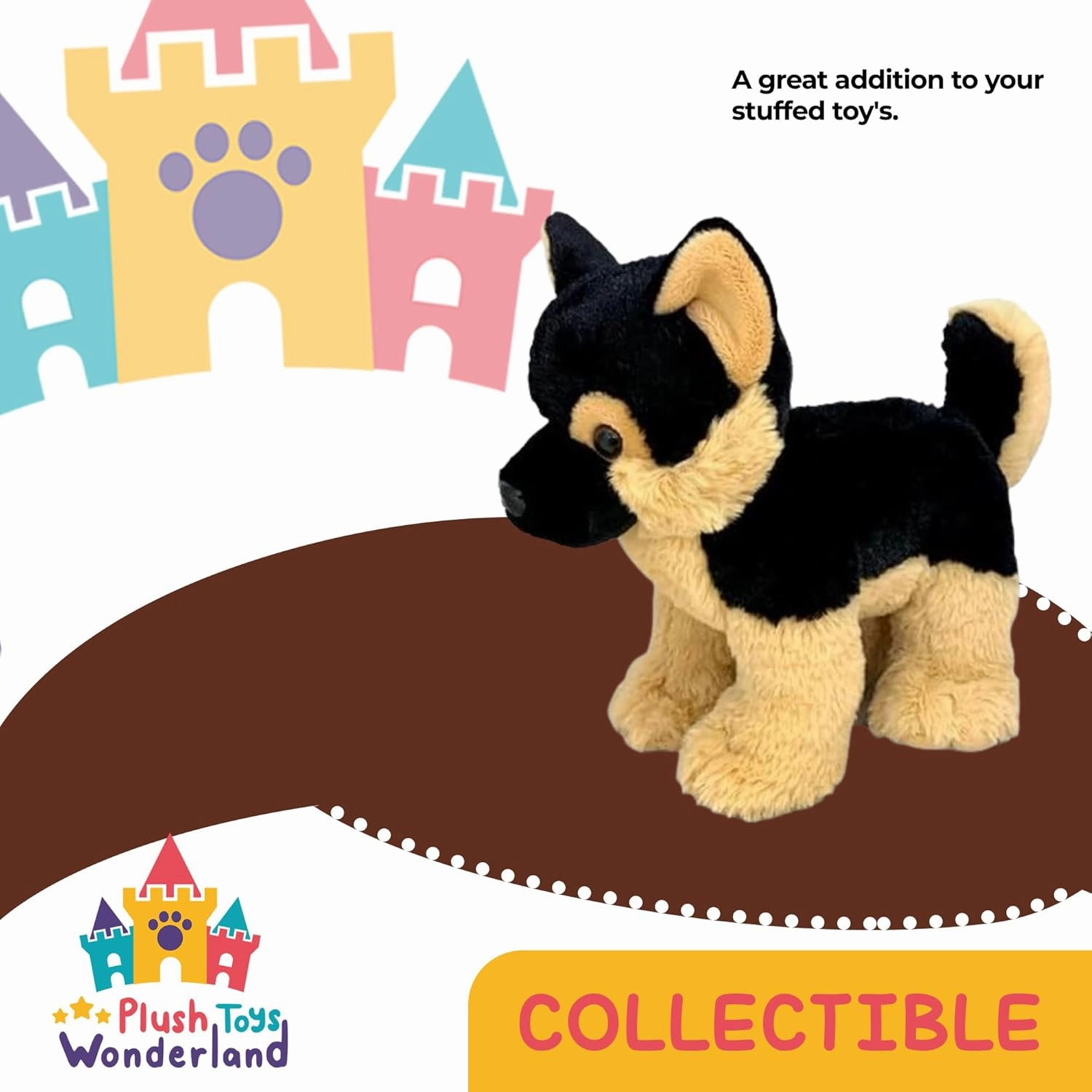 Plush Toys Wanderland K-9 the German Shepherd 8 Inch Stuffed Animal Dog – Realistic Plush Puppy Toy – Soft Cuddly Miniature Shepherd Plushie for Kids & Toddlers Multicolored Plush Pet Gift Collectible