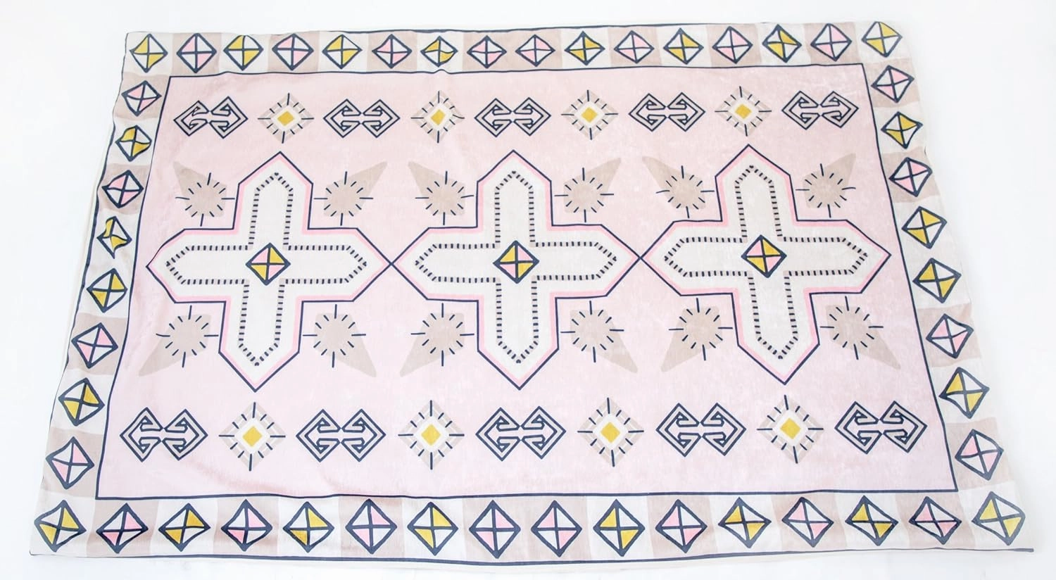 Plush Velvety 'Boho Bliss' Washable Playmat and Protective Rug Slipcover in Blush, 4' x 6'