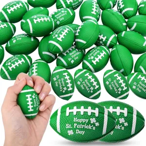 Poen 30 Pcs St. Patricks Day Football Stress Ball Bulk Mini Foam Football Green Stress Relief Ball St. Patrick's Day Gifts for Irish Festival Football Party Favors Stuffer Filler