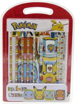 Pokemon Stationery Set, Multicoloured: Pokemon Pikachu Coloured Pencils, Drawing Pad, Plumier, Pen, Rubber, Sharpener, Ruler - 55 UK, Ages 3 