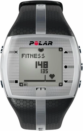 POLAR FT7 Men's Heart Rate Monitor Watch M- XXL Strap (Black/Silver)
