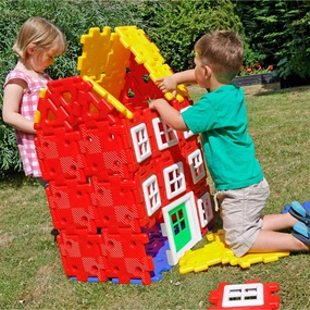 Polydron Kids Giant House Builder Set - Educational Construction Toy - Multicolored - Children Creative Geometry Building 3D Kit - Pack of 72