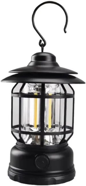 Portable Camping Light, USB Rechargeable LED Lantern, Waterproof, Collapsible Tent Light for Outdoor,Hiking,Fishing (Black)