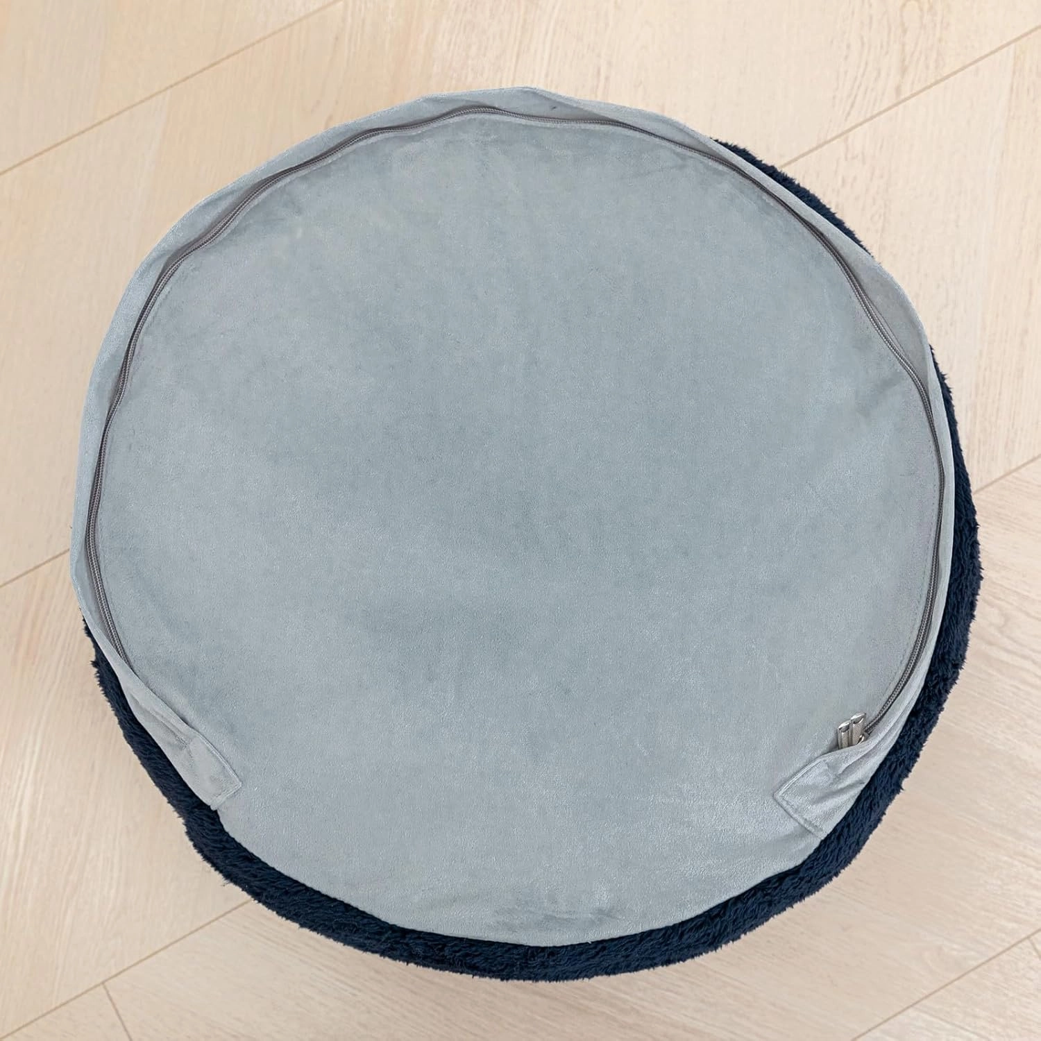Pouf Ottoman Stuffed Velvet Floor Pouf Footrest Ottoman Foot Stool Bean Bag Floor Chair for Bedroom Living Room 20x12inches with Filler Navy Blue