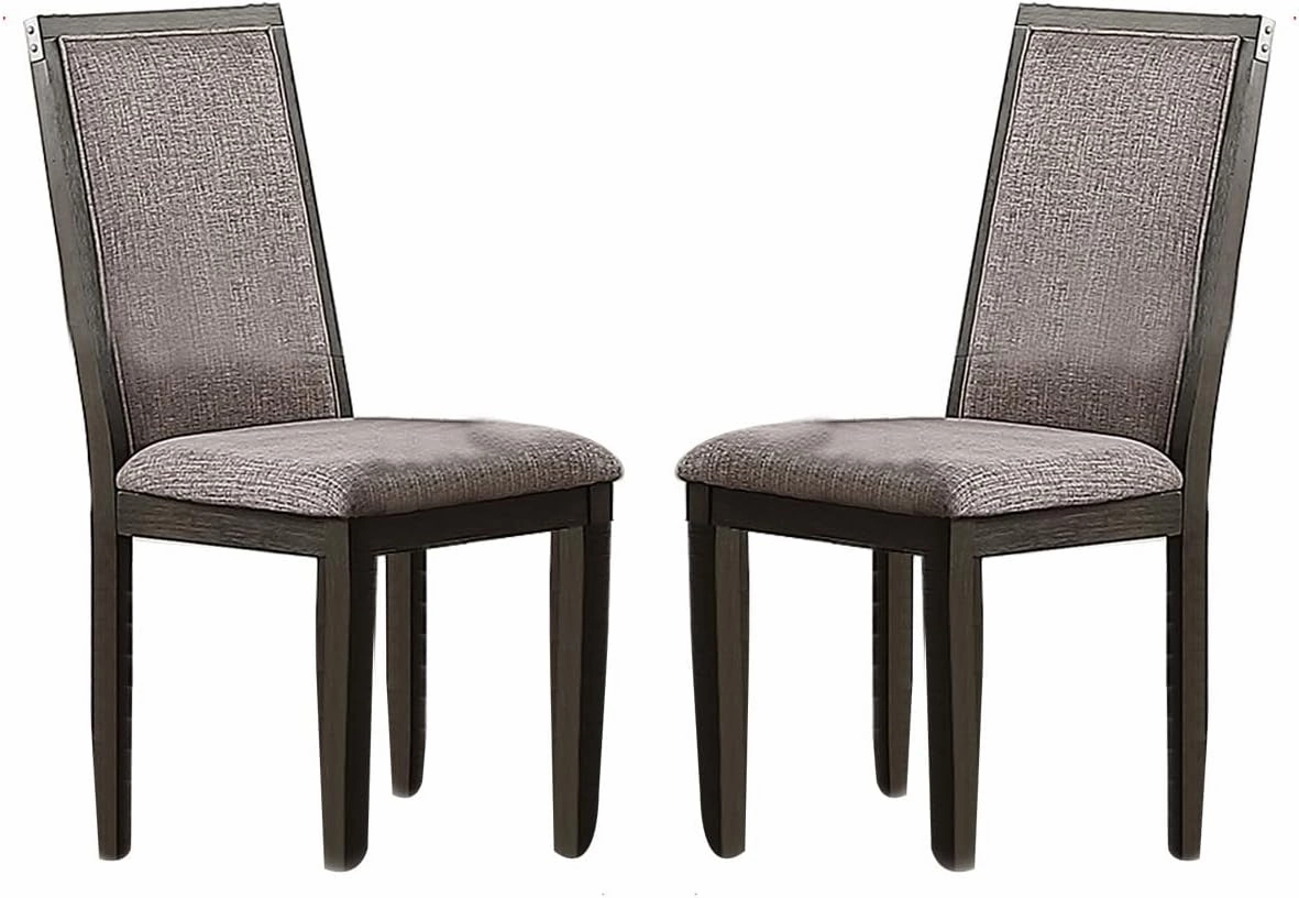 Poundex, Grey Dining Chair with Upholstered Cushion, (Set of 2)