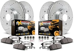 Power Stop Brake Kit For 2015-2020 Chevy Colorado GMC Canyon 6 Lug - Front and Rear Z36 Truck & Tow Carbon Fiber Ceramic Brake Pads and Drilled and Slotted Brake Rotors, K7228-36
