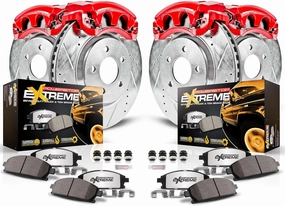 Power Stop Brake Kit For 2007-2018 Jeep Wrangler - Front and Rear Calipers with Drilled and Slotted Brake Rotors, Truck & Tow Carbon-Fiber Ceramic Pads Replacement, KC2798-36