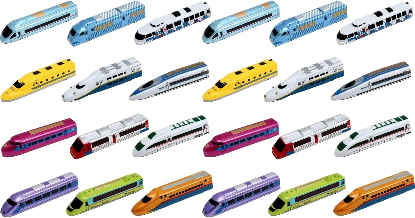 PowerTRC Bullet Train Toys Set for Toddlers Kids Boys, Pull Back City Subway Train High Speed Modern Locomotives Toys Set Party Favors Bulk Gifts for Ages 3 4 5 6 7 8 9 (24 Pcs)