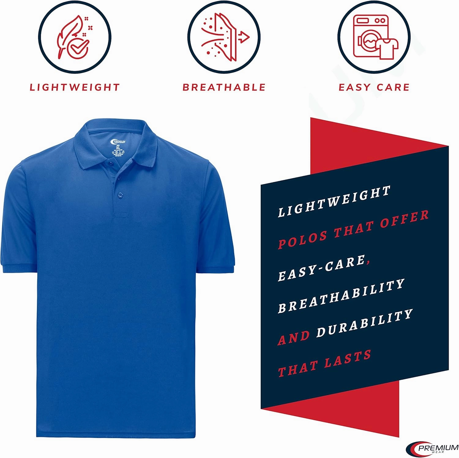 Premium Wear Men's High Moisture Wicking Polo T Shirts
