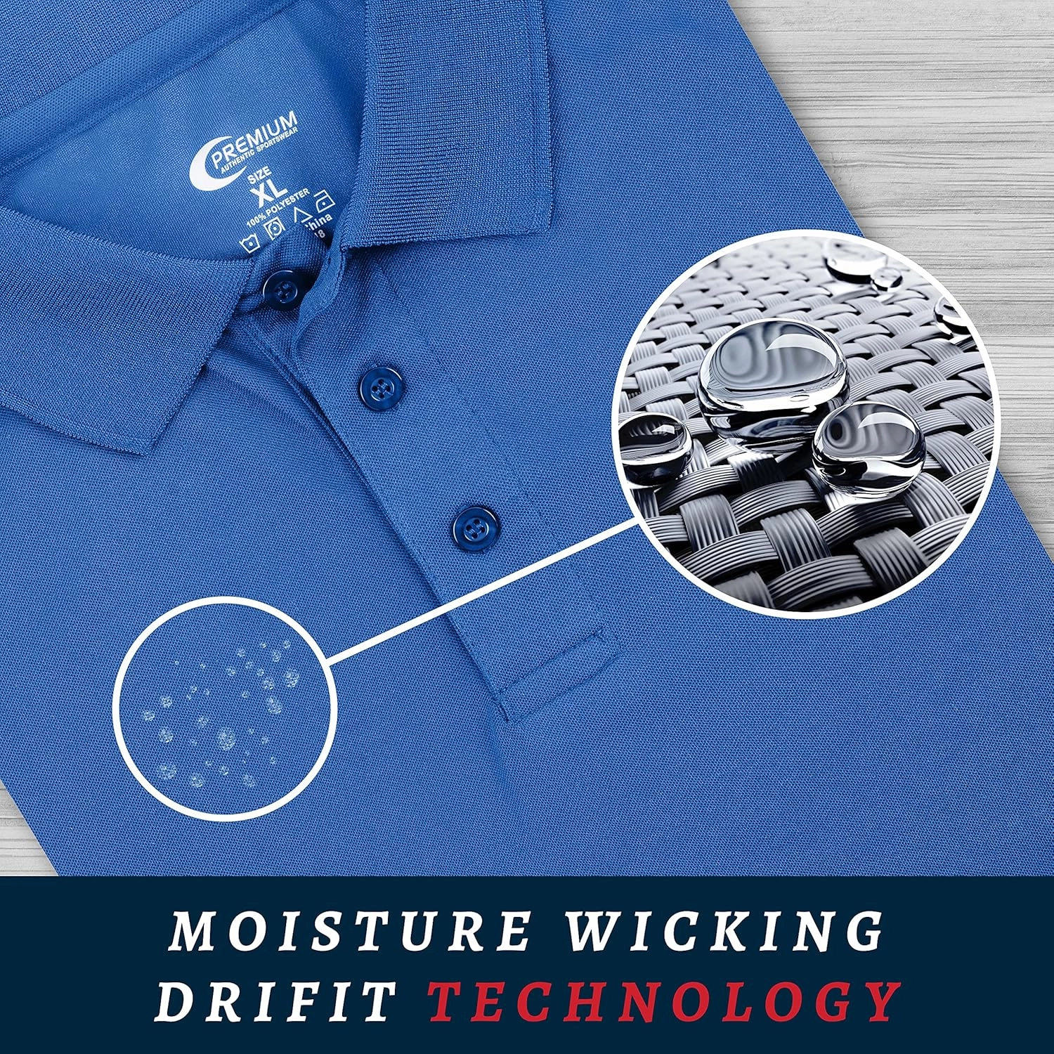 Premium Wear Men's High Moisture Wicking Polo T Shirts