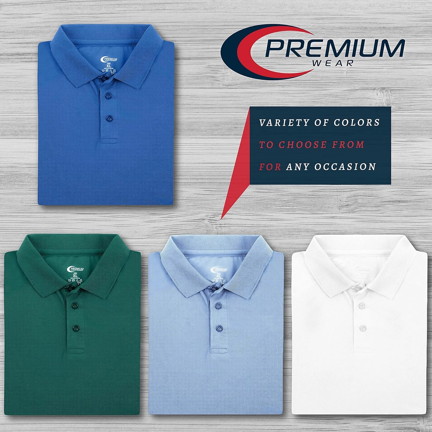 Premium Wear Men's High Moisture Wicking Polo T Shirts
