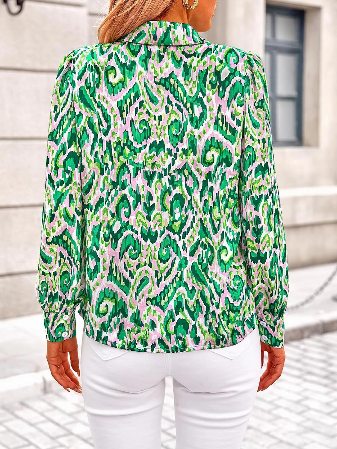 PRETTYGARDEN Women's Floral Blouses Dressy Casual V Neck Button Down Shirts Lantern Long Sleeve Boho Chiffon Spring Tops 2025