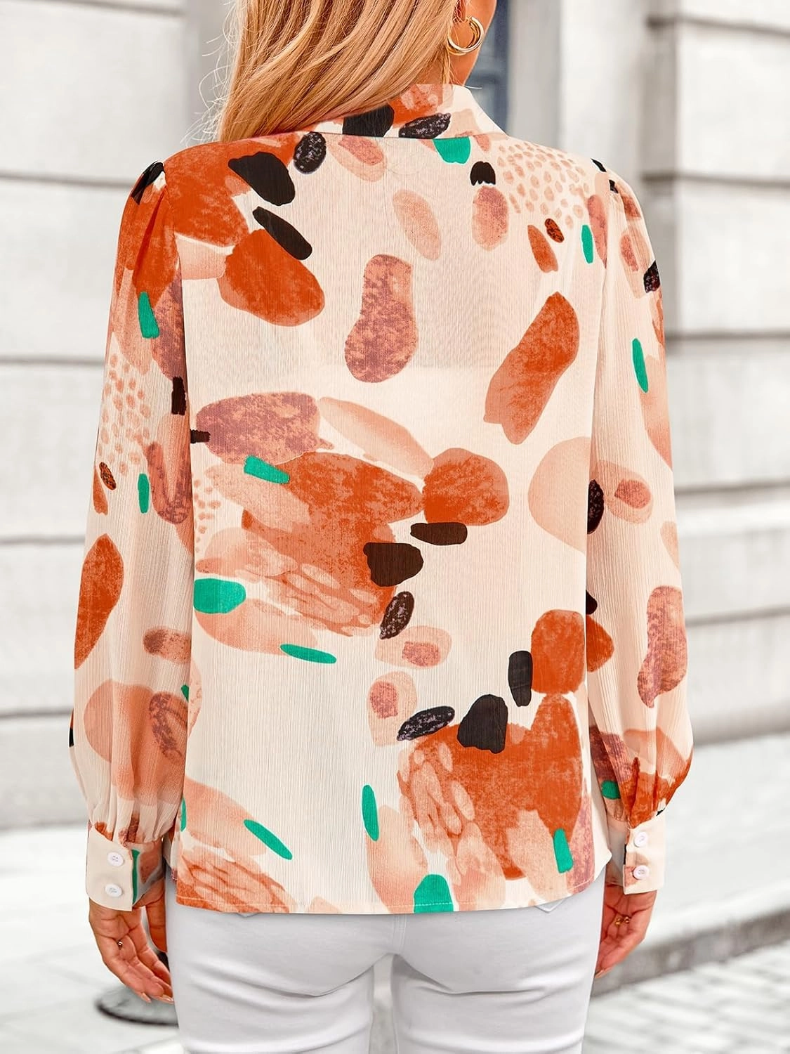 PRETTYGARDEN Women's Floral Blouses Dressy Casual V Neck Button Down Shirts Lantern Long Sleeve Boho Chiffon Spring Tops 2025