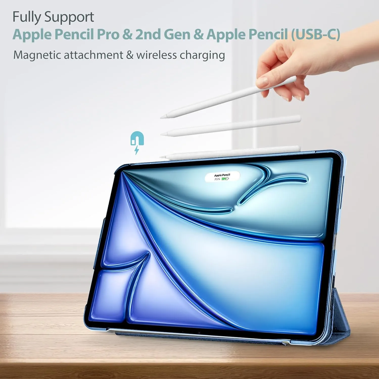 ProCase Smart Case for iPad Air 11-inch M3 M2 2025 2024/10.9 Air 5th 4th Generation 2022 2020, Protective Cover for Air 5 4 -Blue