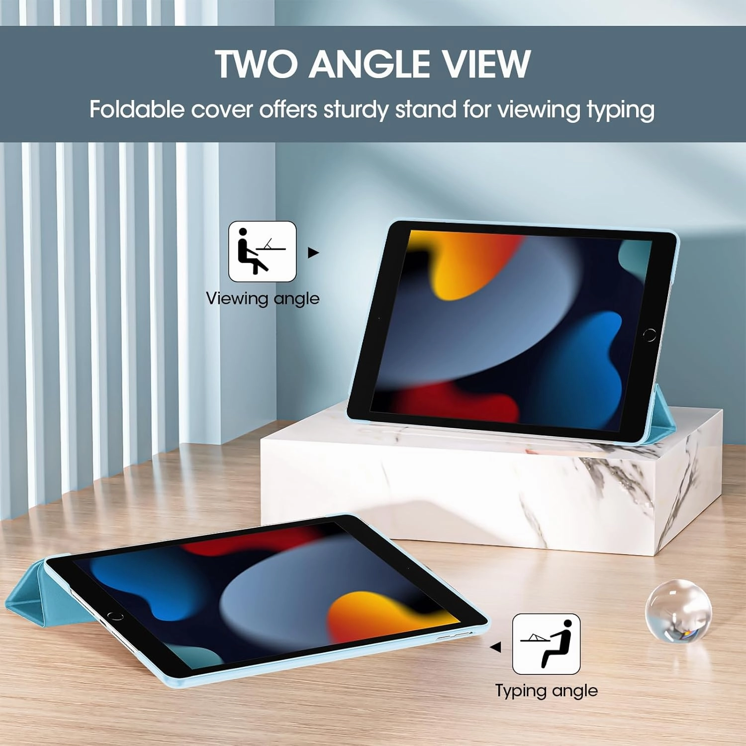 ProCase for iPad 9th Generation 2021/ iPad 8th Generation 2020/ iPad 7th Generation 2019 Case, 10.2 iPad Case iPad Cover 9th Generation -Babyblue