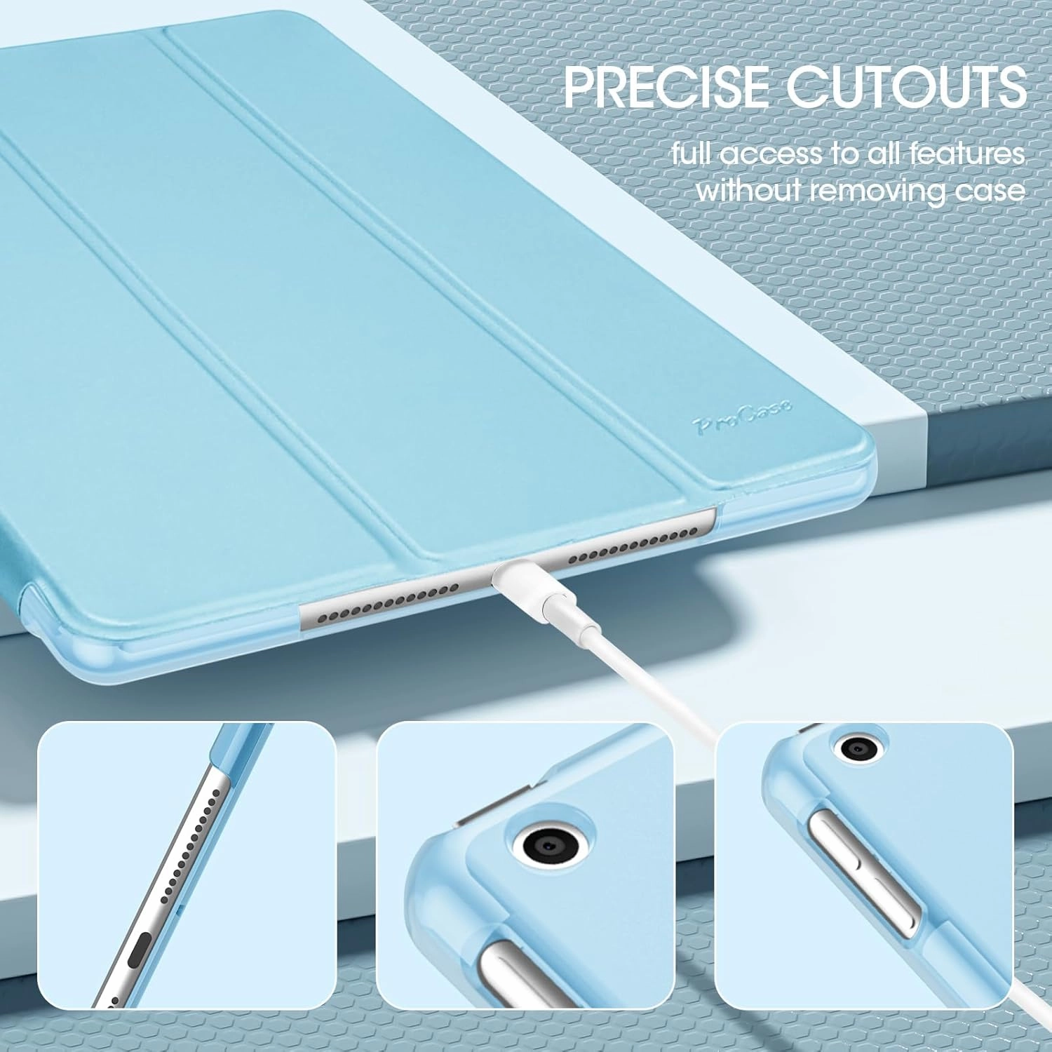 ProCase for iPad 9th Generation 2021/ iPad 8th Generation 2020/ iPad 7th Generation 2019 Case, 10.2 iPad Case iPad Cover 9th Generation -Babyblue