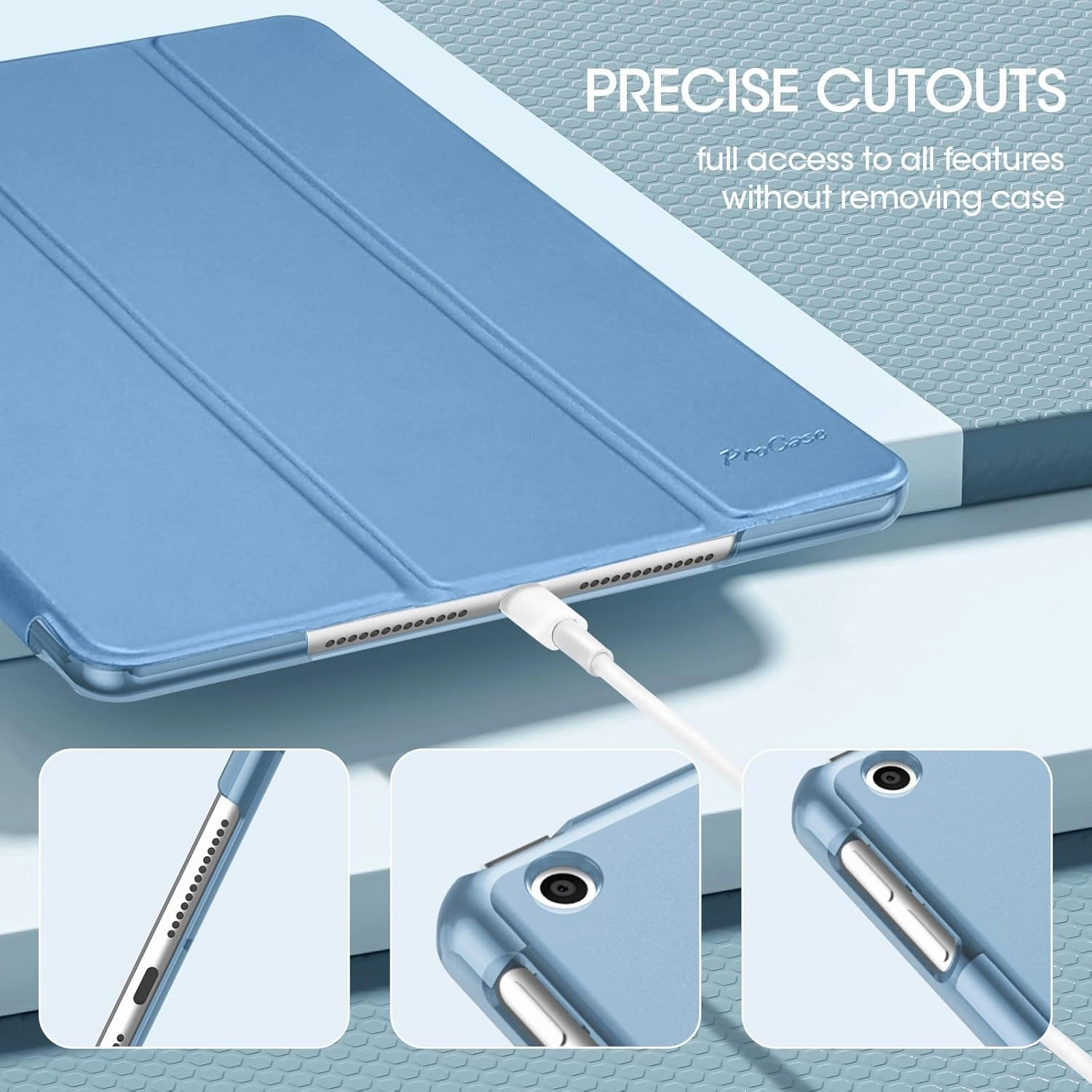 ProCase for iPad 9th Generation 2021/ iPad 8th Generation 2020/ iPad 7th Generation 2019 Case, 10.2 iPad Case iPad Cover 9th Generation -Blue