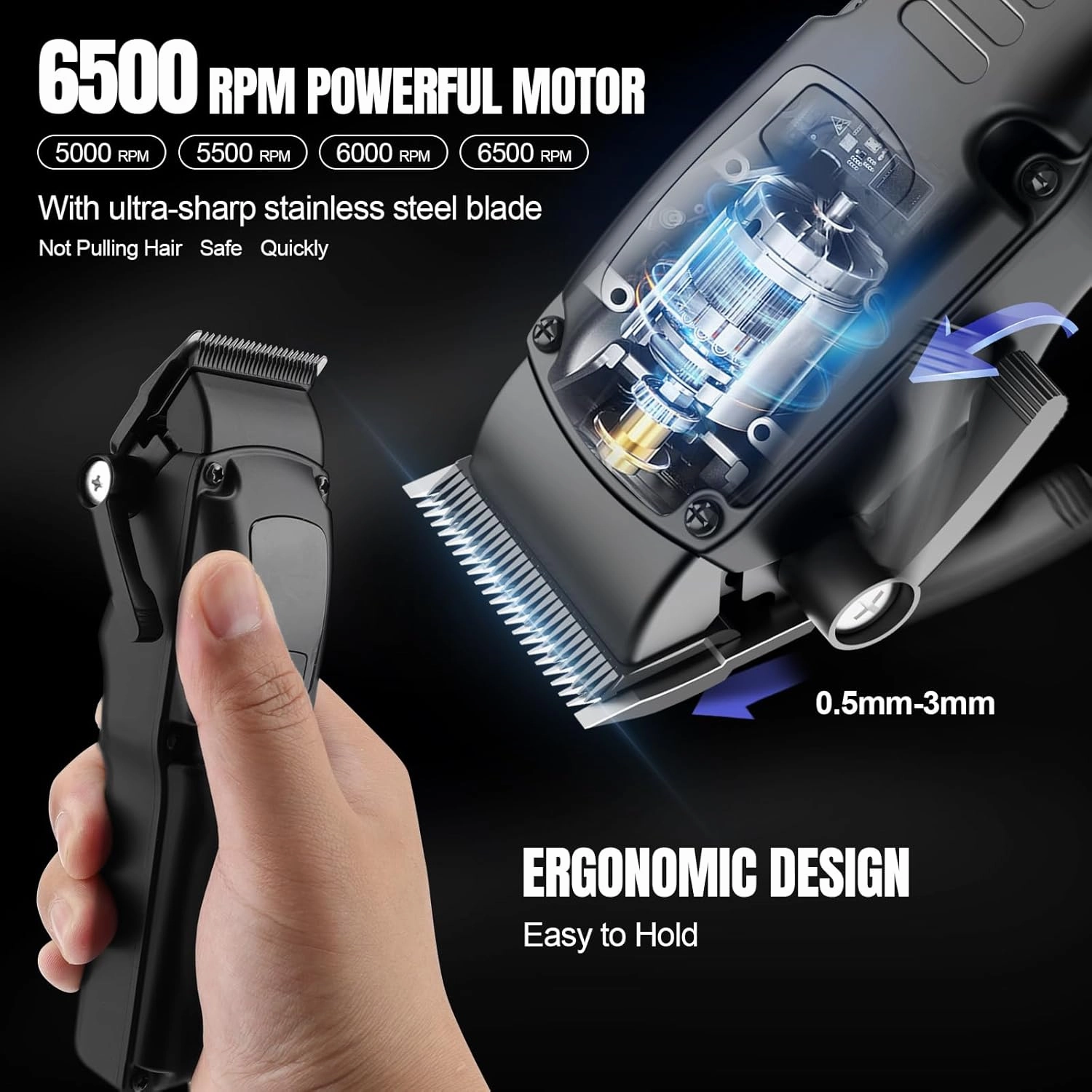 Professional Barber Hair Clippers Trimmer Shaver Set for Men,Cordless Hair Cutting Kit & Zero Gap T-Blade Trimmer & 8500 RPM Electric Shaver Combo with EVA Case,Mens Gift
