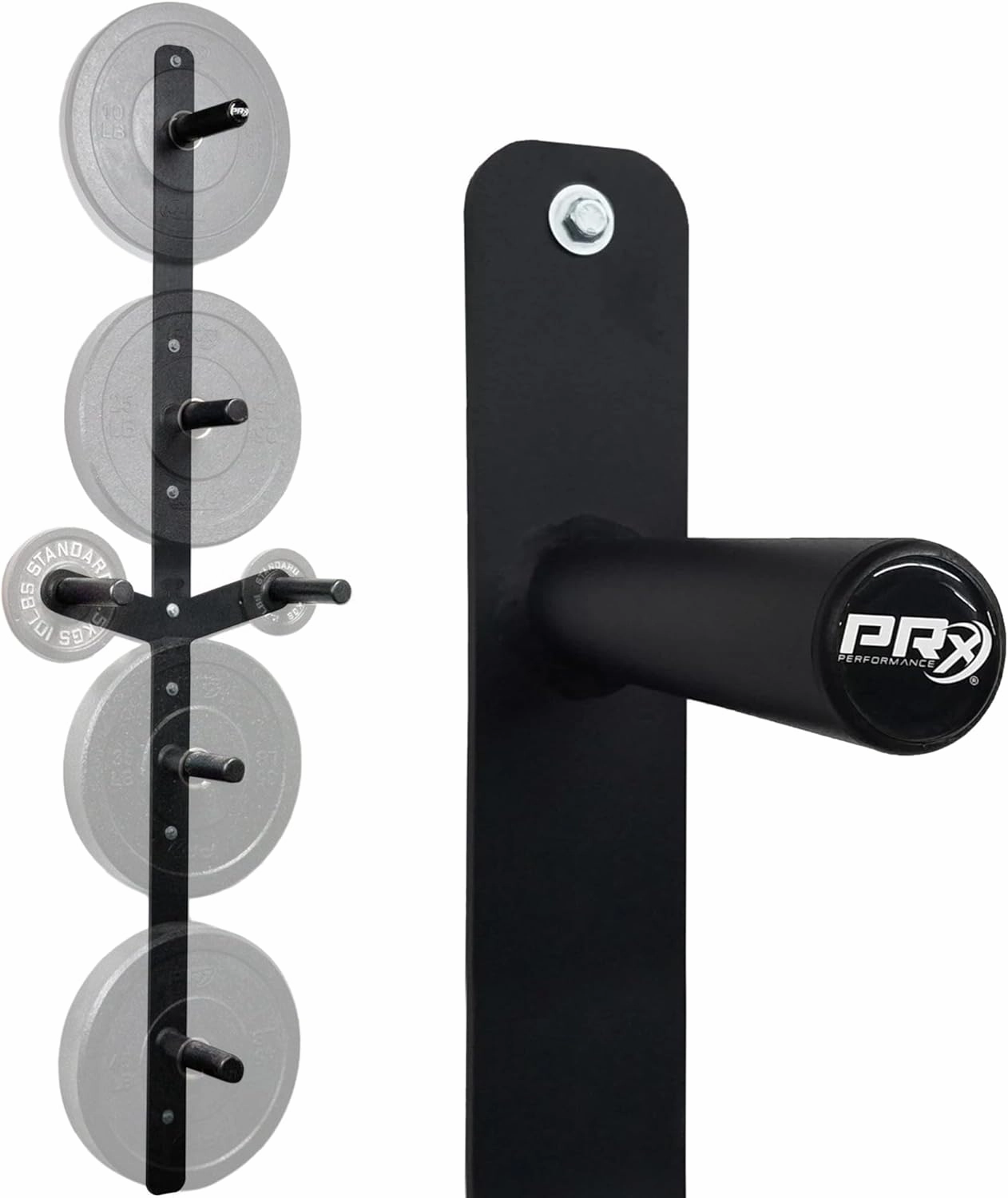 PRx Performance Profile Weight Plate Storage 3-Peg or 4-Peg Wall-Mounted Vertical Bumper weight plate Holder garage Workouts, home or commercial gym 2-Inch Barbell Plates