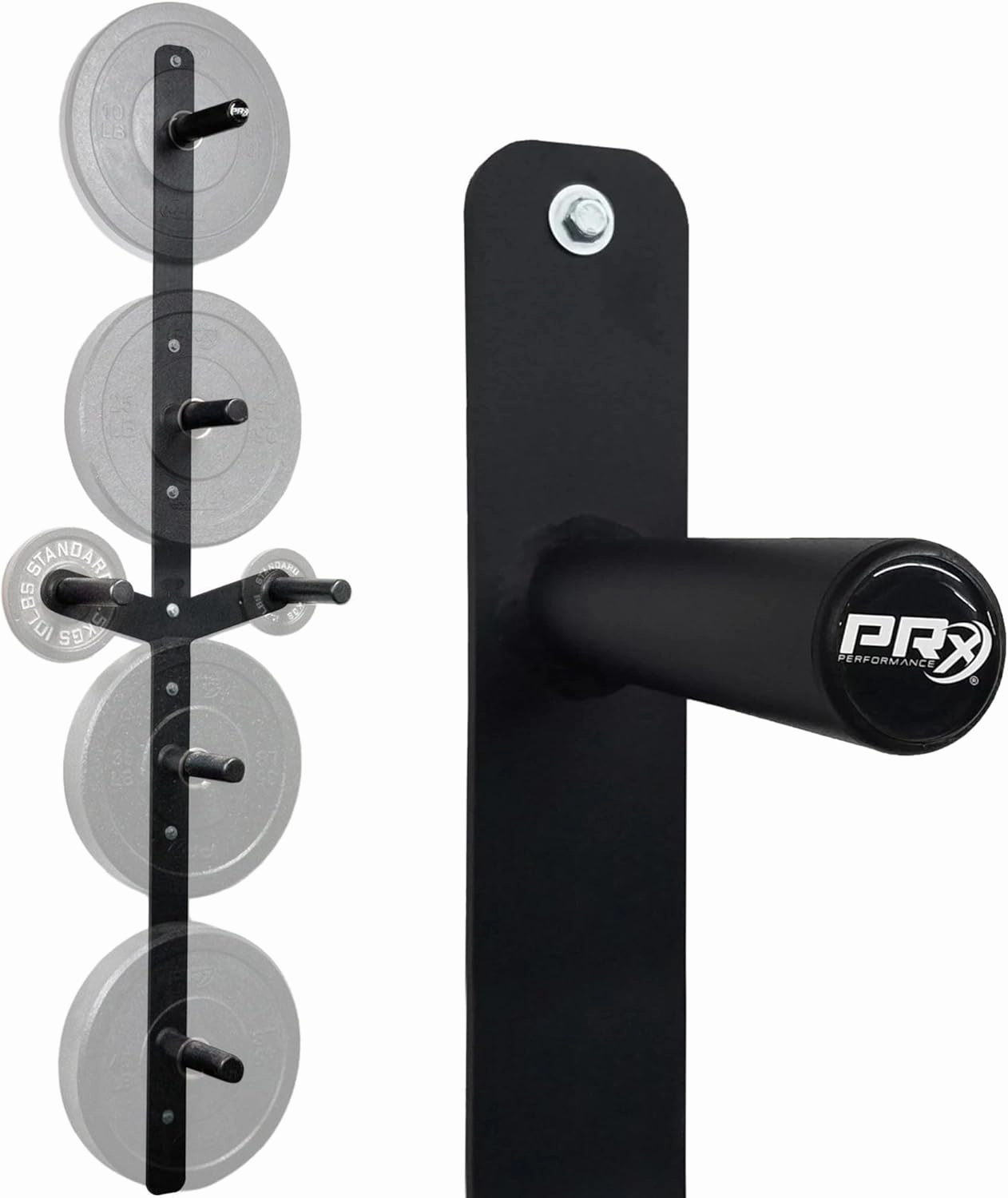 PRx Performance Profile Weight Plate Storage 3-Peg or 4-Peg Wall-Mounted Vertical Bumper weight plate Holder garage Workouts, home or commercial gym 2-Inch Barbell Plates