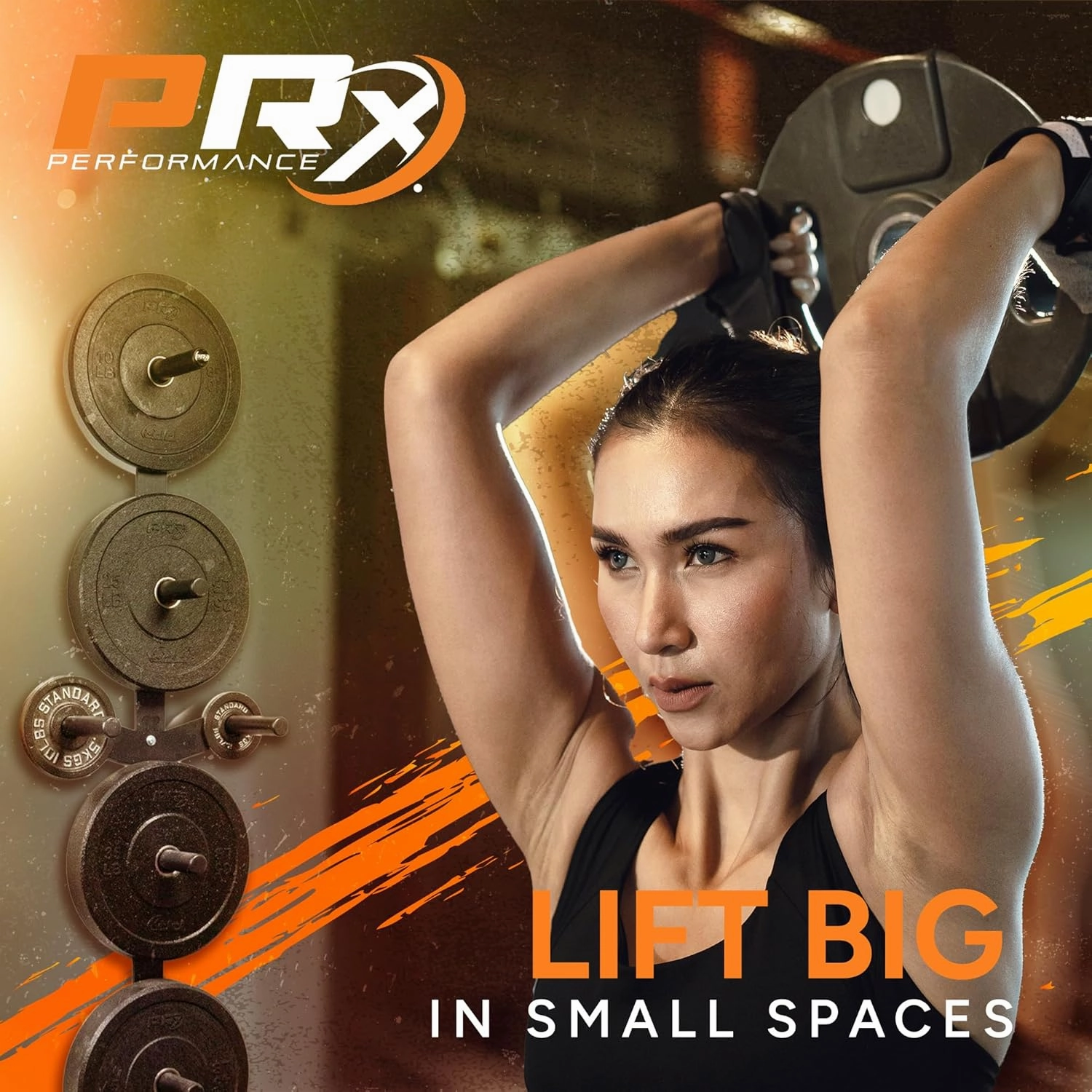 PRx Performance Profile Weight Plate Storage 3-Peg or 4-Peg Wall-Mounted Vertical Bumper weight plate Holder garage Workouts, home or commercial gym 2-Inch Barbell Plates