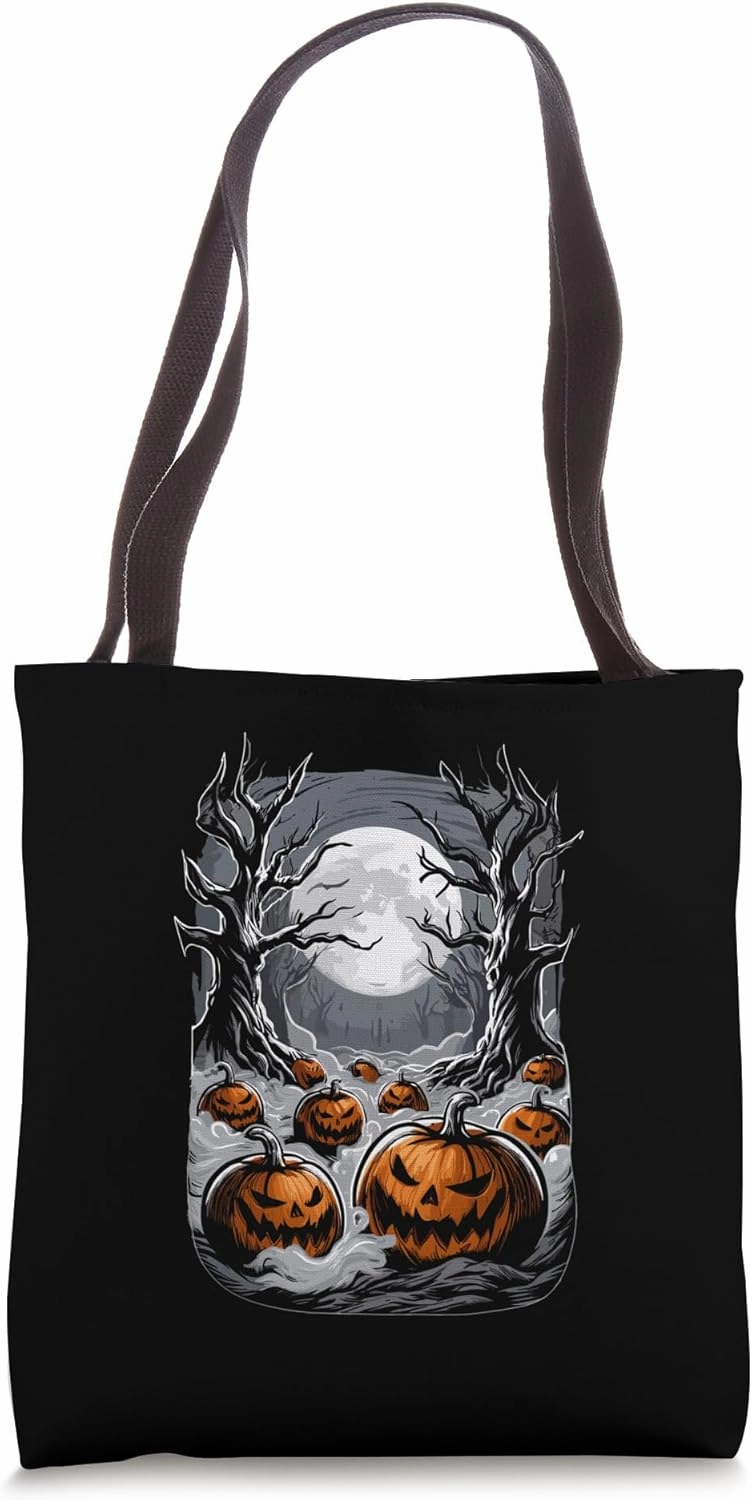 Pumpkin Patch Fright Spooky Jack o Lantern Halloween Lover Tote Bag