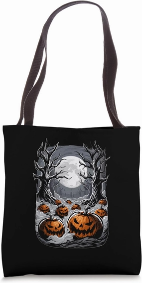 Pumpkin Patch Fright Spooky Jack o Lantern Halloween Lover Tote Bag