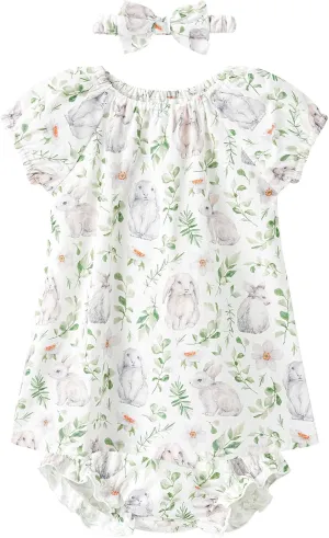 pureborn Baby Toddler Girl Dress with Bloomer Short and Long Sleeve Playwear Dress with Diaper Cover