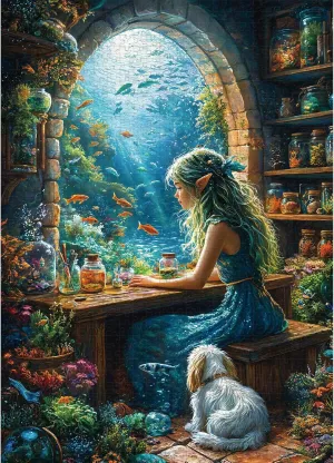 Puzzles for Adults 1000 Pieces, Ocean Sea Girl Fantasy Puzzle for Adults, Hard Jigsaw Fairy Puzzles with Letters on Back, 1000 Piece Adult Puzzle with Fish & Coral for Gift, 27.6" X 20.5" 1:1 Poster