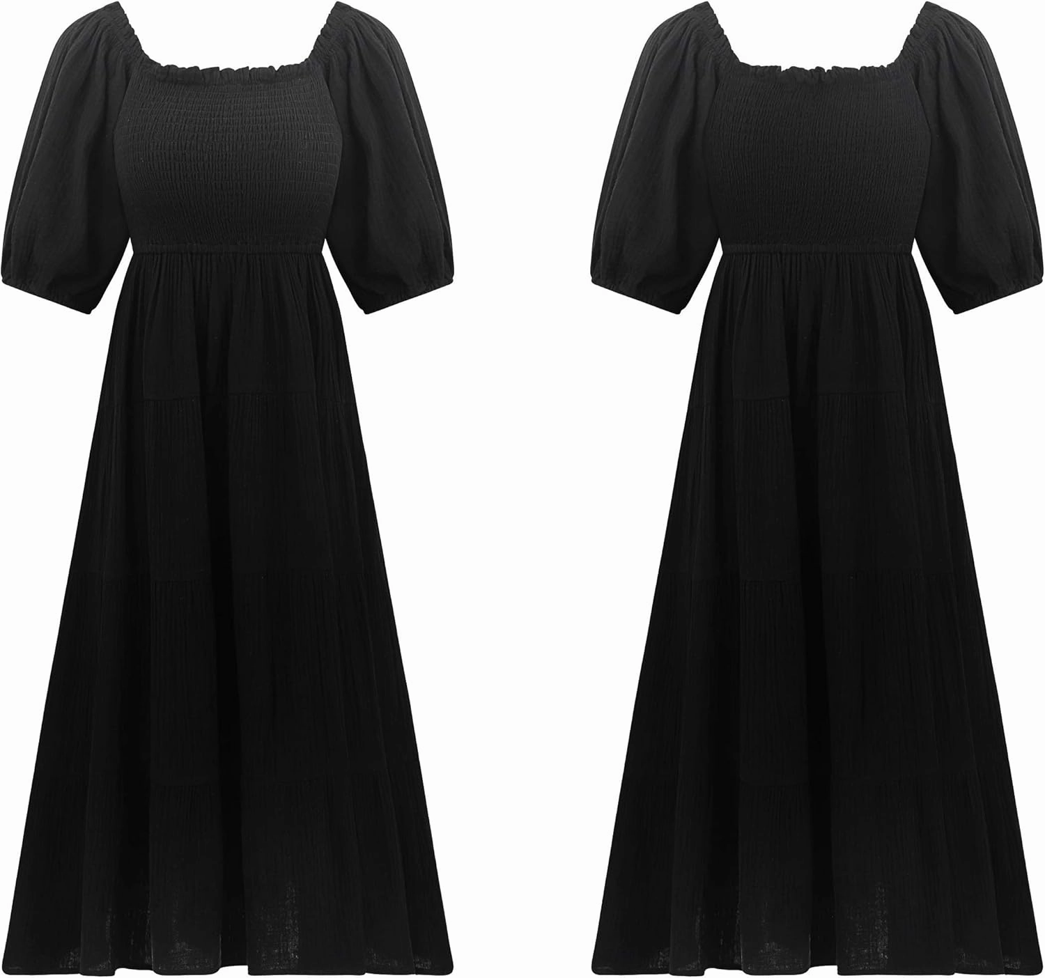 R.Vivimos Women's Summer Cotton Lantern Sleeves Ruffled Off Shoulder A-Line Midi Dresses