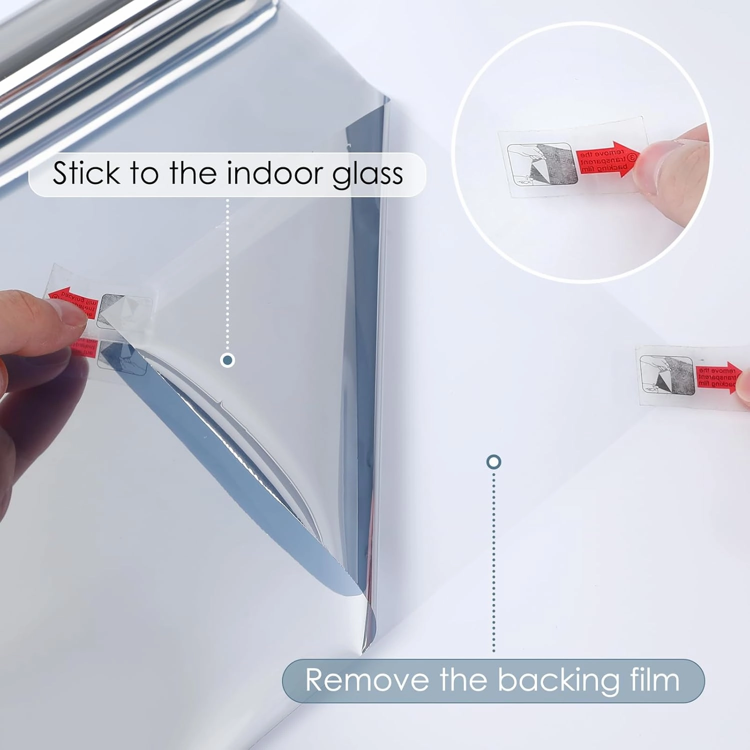rabbitgoo One Way Window Film Daytime Privacy Mirror Window Tint for Home Office, Heat Control Sun Blocking Anti UV Reflective Tinting Film Glass Window & Door Covering, 23.6 Inch X 13.1 Feet, Silver