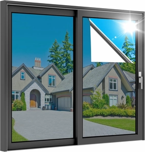 rabbitgoo One Way Window Film Daytime Privacy Mirror Window Tint for Home Office, Heat Control Sun Blocking Anti UV Reflective Tinting Film Glass Window & Door Covering, 23.6 Inch X 13.1 Feet, Silver