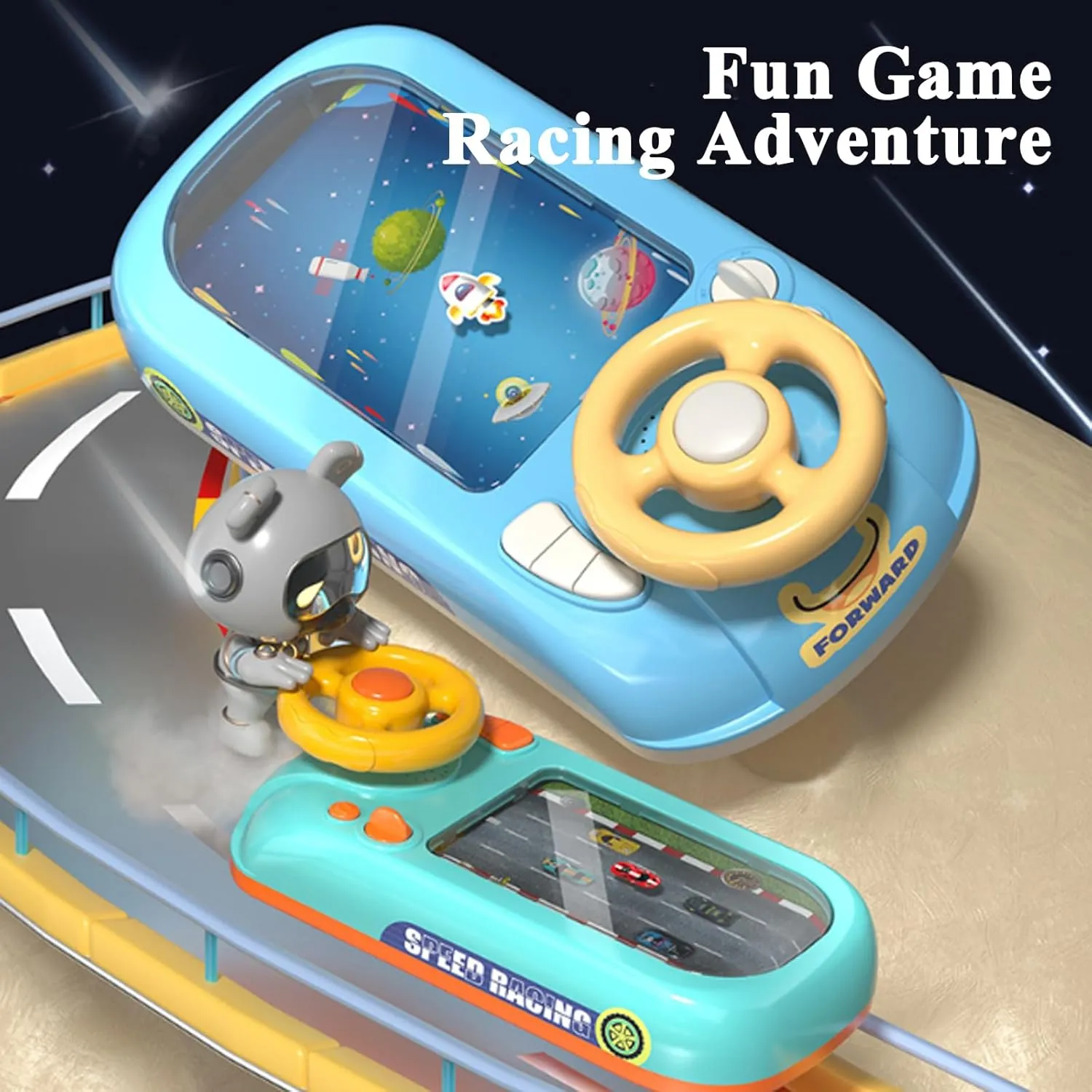 Racing Adventure Car Steering Wheel, Driving Simulator for Kids,Simulation Driving Car Toy Steering Wheel, 200 Levels to Pass for Kids 3  (Upgraded B)