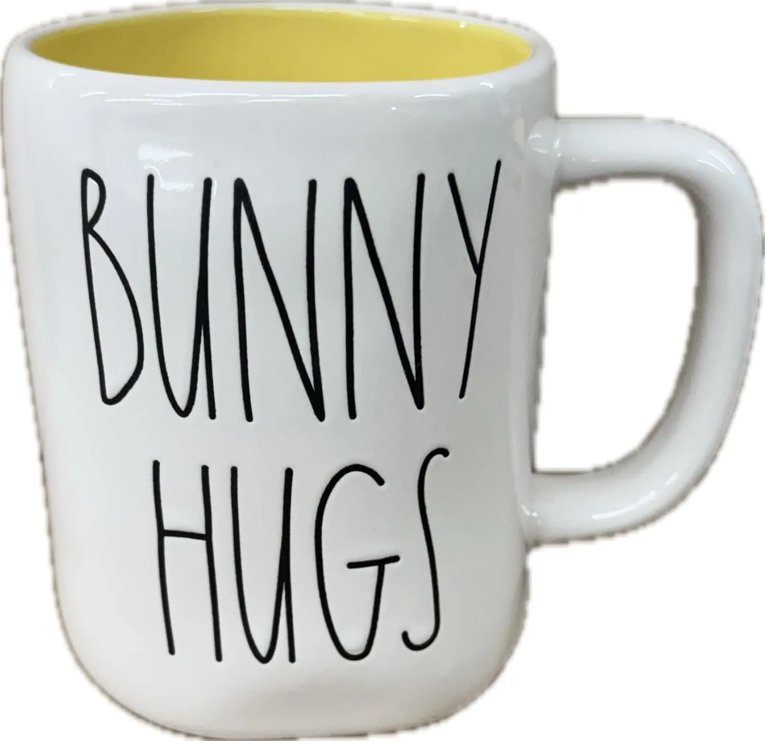 Rae Dunn by Magenta Ceramic Coffee Mug, Bunny Hugs with Yellow Interior