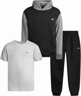RBX Boys Active Jogger Set - 3 Piece Performance Fleece Sweatshirt, Jogger Sweatpants, T-Shirt - Activewear for Boys (2T-12)