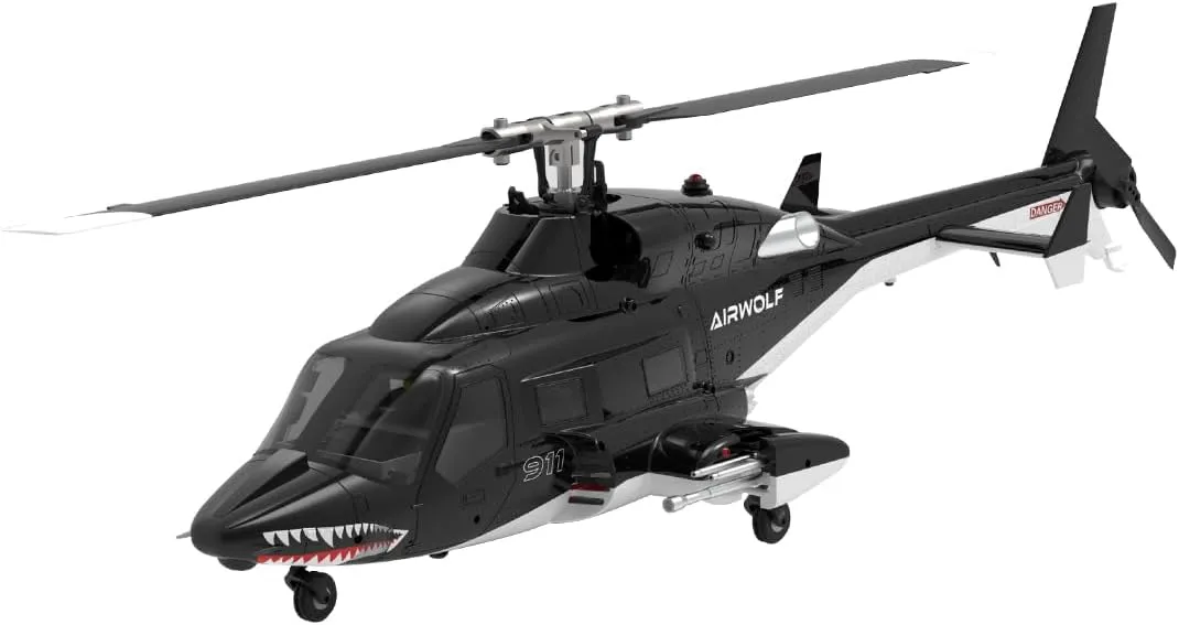 RC Brushless Helicopter-WOLFBUSH AW-911 Wolf 1/34 Scale 2.4G 9CH Flybarless RC Plane Model with 6G/3D Stunt Mode and GPS Positioning,Gift for Adults,2-Battery Version