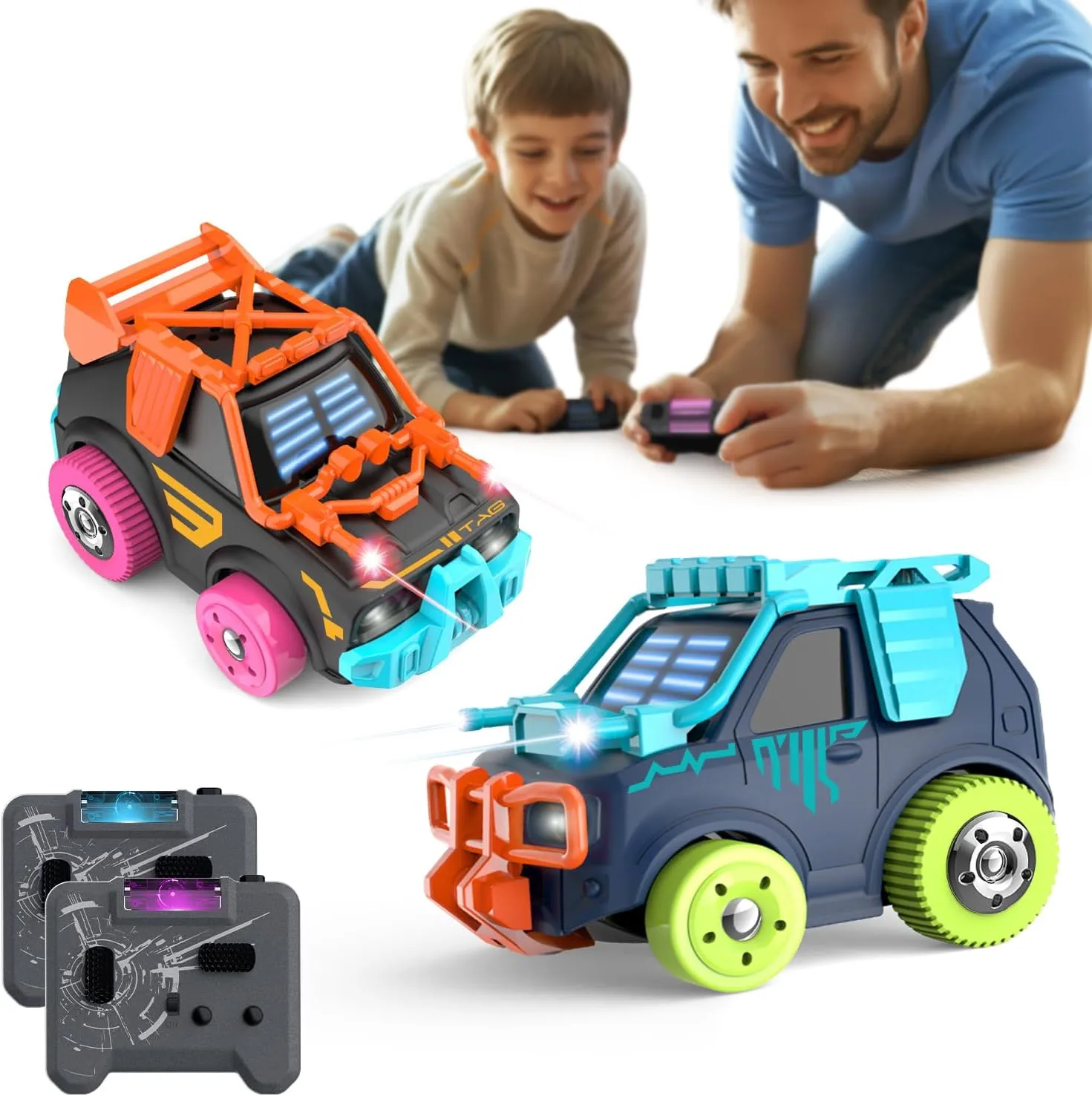 RC Cars 2 Pack Rechargeable 2.4G Battle Cars, Interactive Shooting Game for Family Parent-Child & Party Fun, Toy for 6  Year Old Boys Girls Birthday Gift