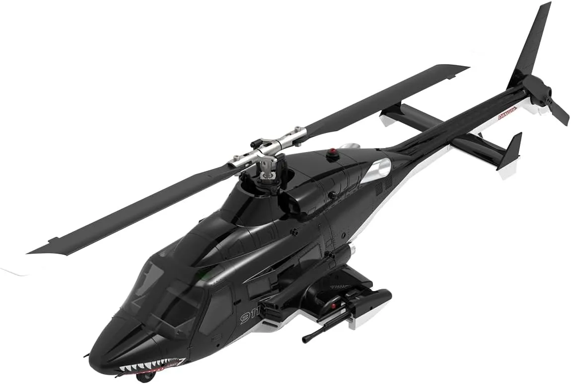 RC Helicopter for Adults, AW-911 Air - Wolf 1/34 Scale 2.4G 9CH Flybarless Remote Control Helicopter Model with 6G/3D Stunt Mode and GPS Positioning (1 Battery/Mode 1/Mode 2 Switchable)