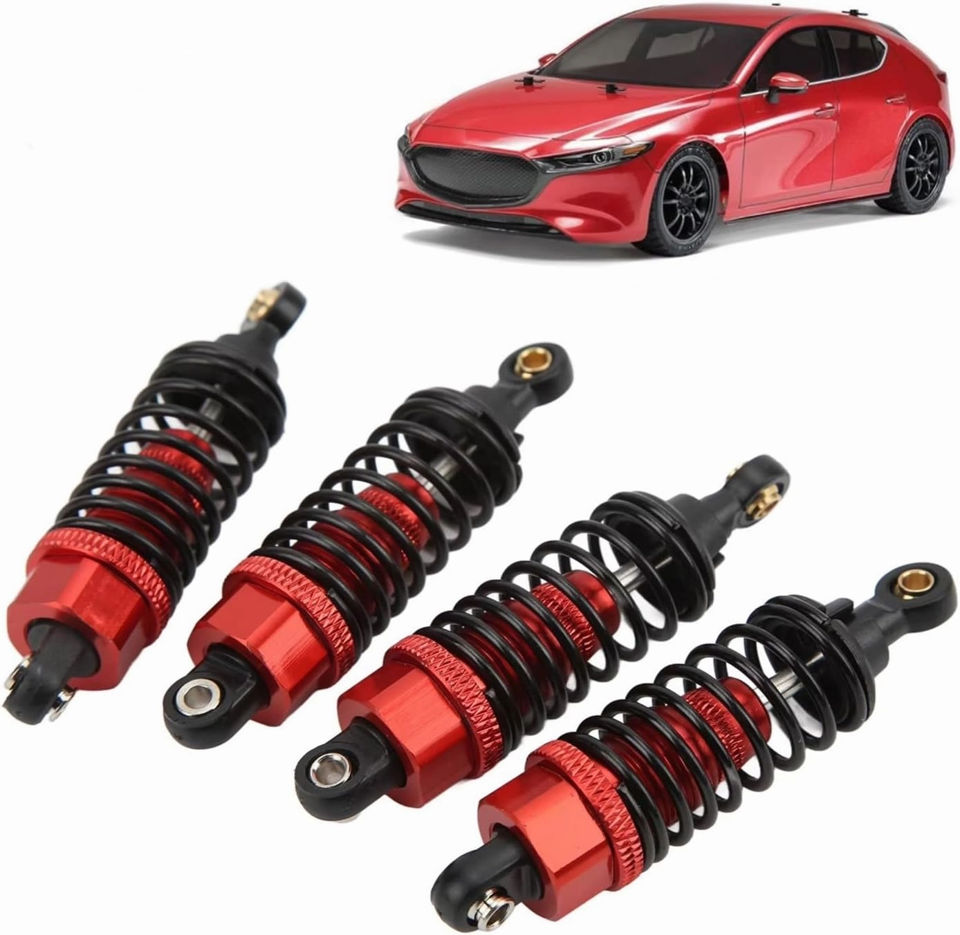 Rc Car Shock Absorber For Tamiya TT‑01 TT‑02 TA05 MF‑01X 1/10 Aluminium Alloy Oil Shock Absorber RC On Road Drift For Racing Car For Toys Parts Upgrade Replacement(Red)