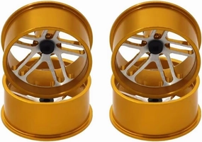 RC Car Upgrade Part for Tamiya for Mini 4WD Colorful 4 PCS Aluminum Alloy Wheels Medium Diameter Lightweight Hubs RC Car Homemade Parts(Yellow)