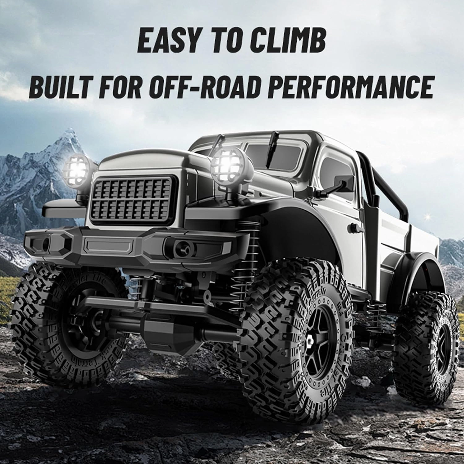 RC Pickup Truck, C8813 Dodge Pickup, 1:18 Scale All Terrain Remote Control Crawler, 2.4 GHz 4WD Off-Road Rock Car with Alloy Frame, Shock Absorber, 45°Climbing Gifts for Kids Beginners